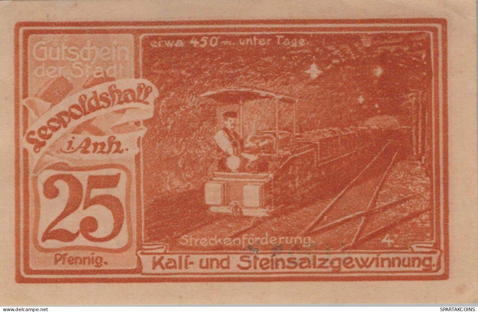 25 PFENNIG 1921 Stadt LEOPOLDSHALL Anhalt UNC DEUTSCHLAND Notgeld #PC172 - [11] Emisiones Locales