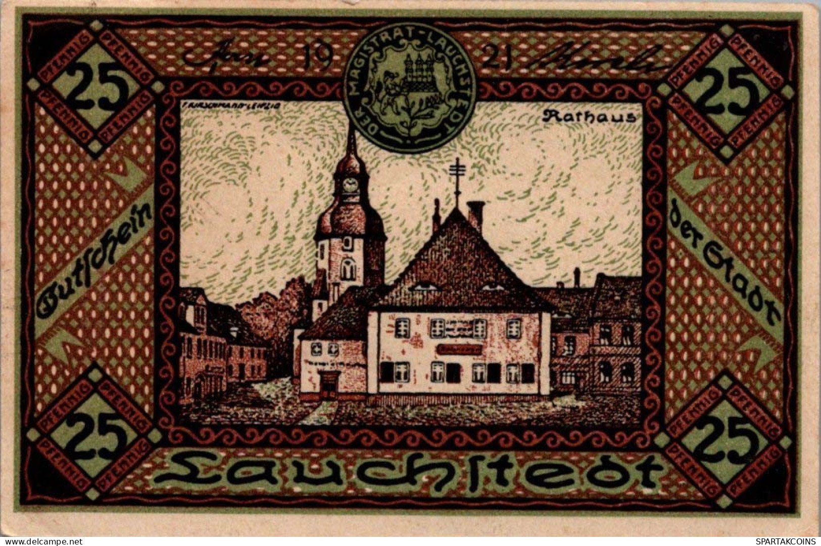 25 PFENNIG 1921 Stadt LAUCHSTÄDT Saxony UNC DEUTSCHLAND Notgeld Banknote #PC319 - [11] Emisiones Locales