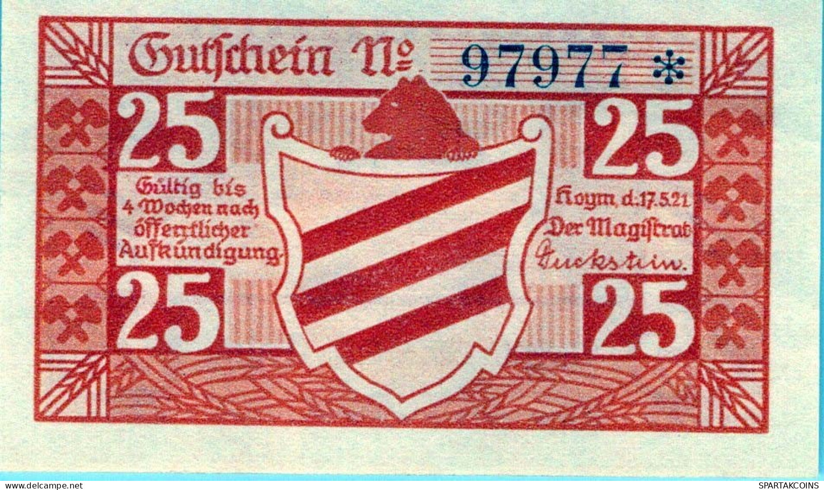 25 PFENNIG 1921 Stadt HOYM Anhalt UNC DEUTSCHLAND Notgeld Banknote #PI723 - Lokale Ausgaben