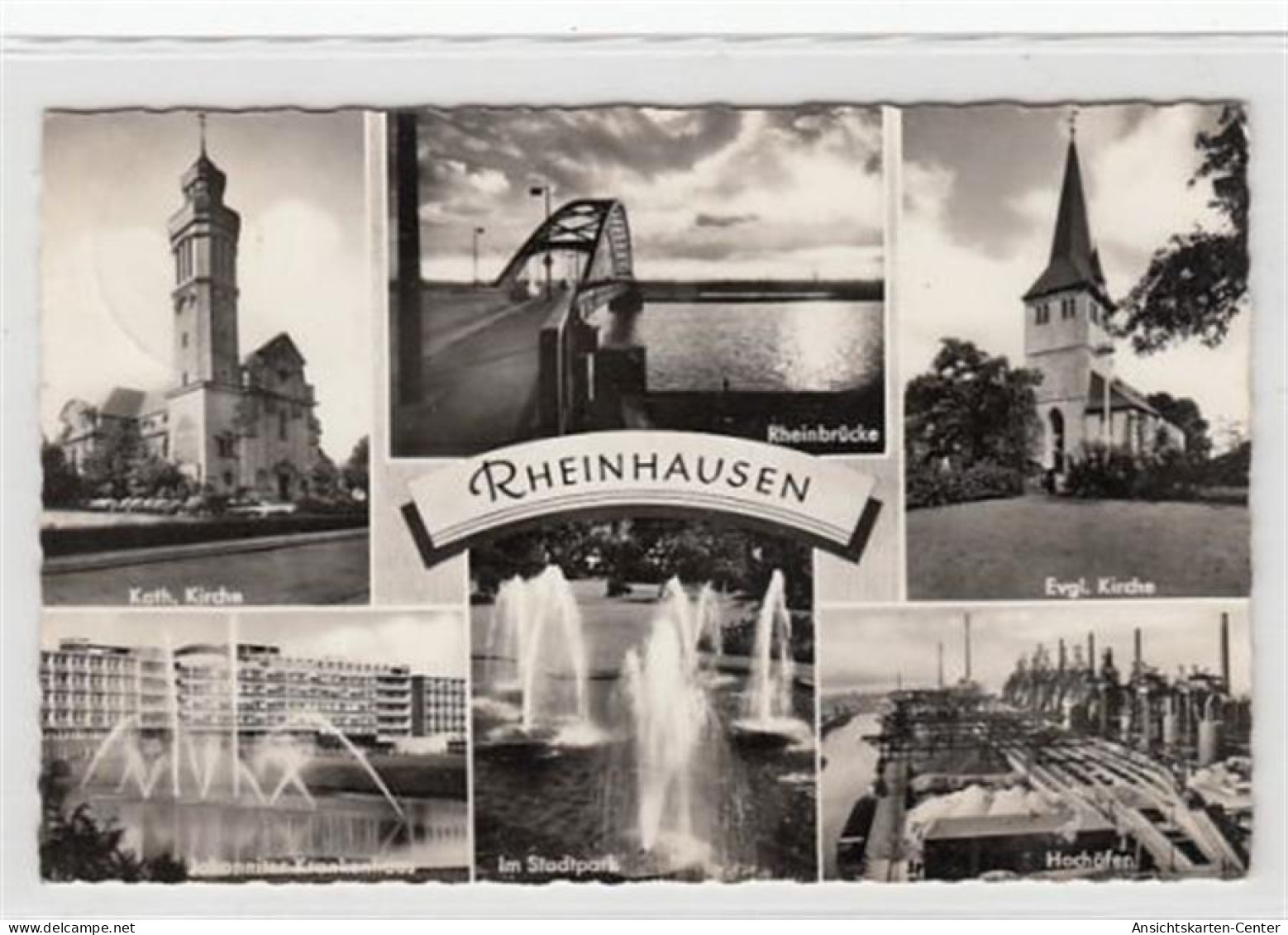 39087904 - Duisburg Rheinhausen Mit Evgl. Kirche, Kath. Kirche Und Hochoefen Gelaufen, Marke Entfernt. Leichter Stempel - Duisburg