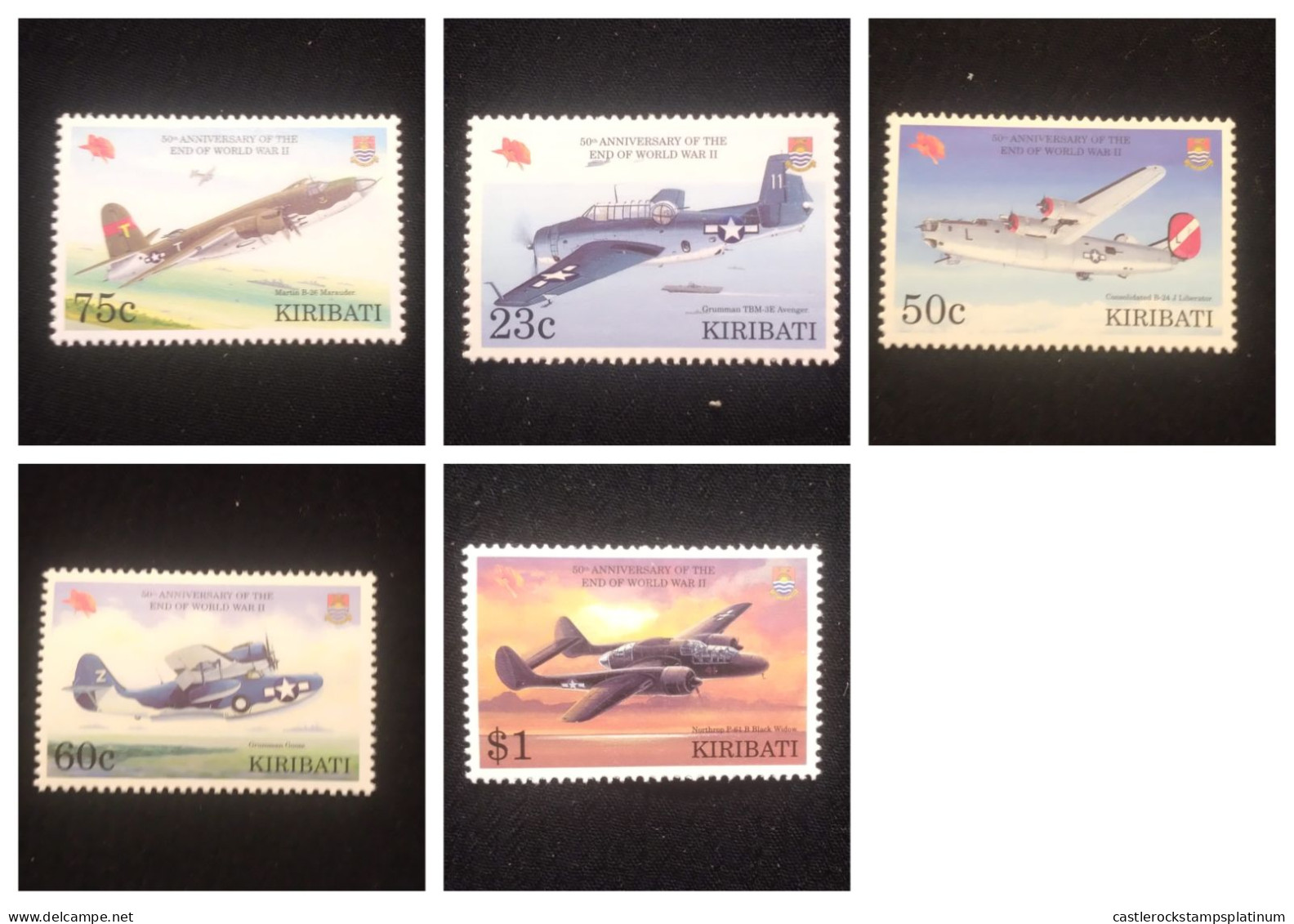 O) 1995 KIRIBATI, END OF WORLD WAR II, OLD WAR PLANES - BOMBERS, MNH - Kiribati (1979-...)