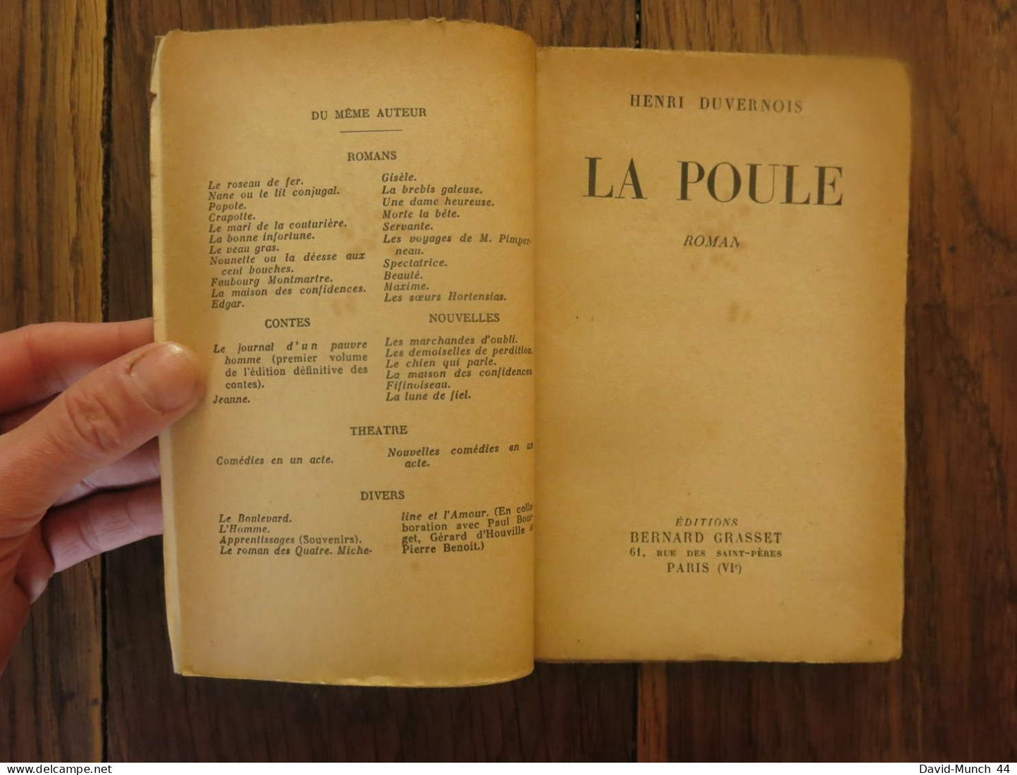 La Poule De Henri Duvernois. Editions Bernard Grasset, Paris 1931, 22è édition - 1901-1940