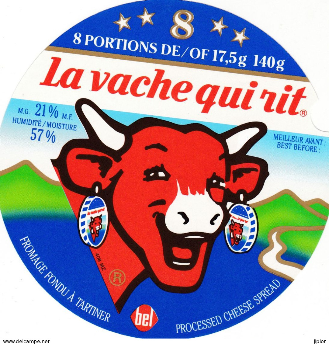 ETIQUETTE FROMAGE VACHE QUI RIT - EXPORT  - 8 PORTIONS -  140G - NUM  408 MZ - Cheese