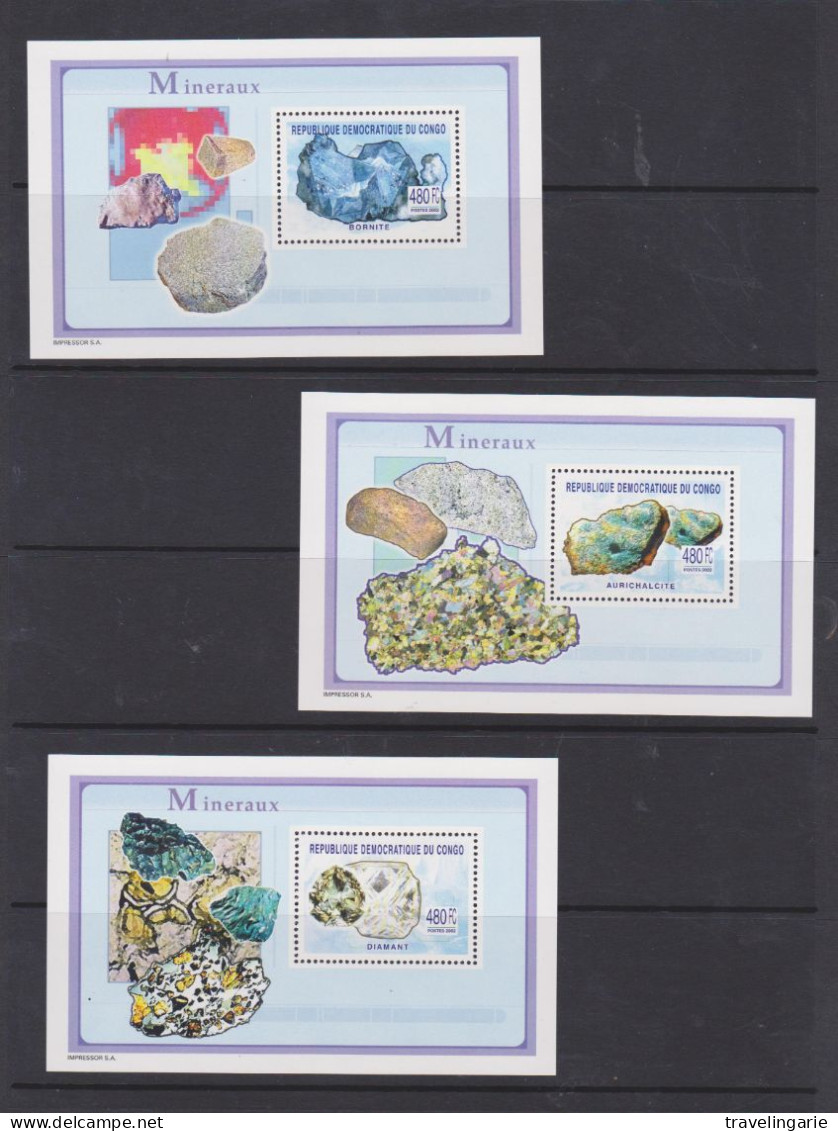 Democratic Republic Of Congo 2003 Minerals Set Of 3 S/S MNH ** - Minerales