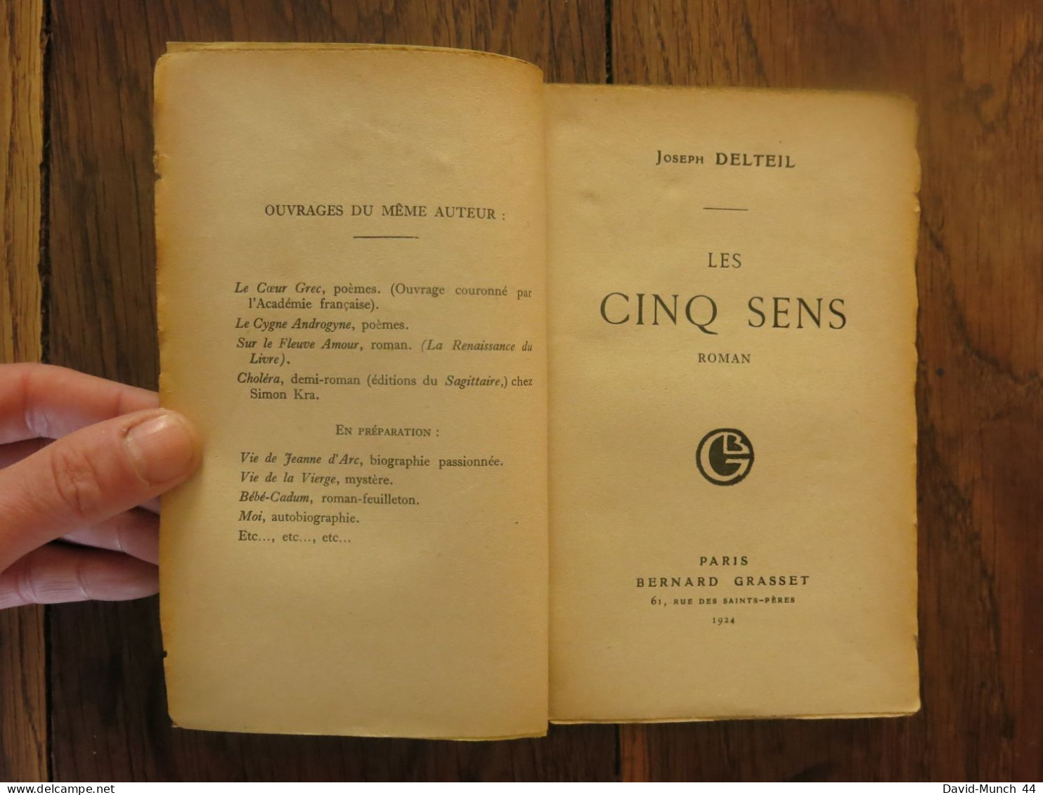 Les Cinq Sens De Joseph Delteil. Paris, Bernard Grasset,1924 - 1901-1940