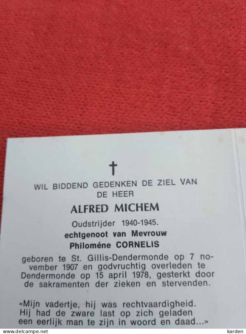 Doodsprentje Alfred Michem / Sint Gillis Dendermonde 7/11/1907 Dendermonde 15/4/1978 ( Philomène Cornelis ) - Religión & Esoterismo