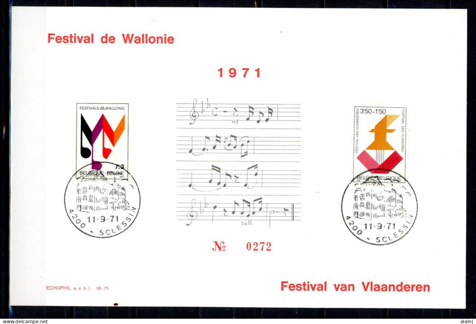 BE   1599 - 1600  ---   Carte Obl. 1 Jour Festival De Wallonie Et Festival Van Vlaanderen - Documents Commémoratifs