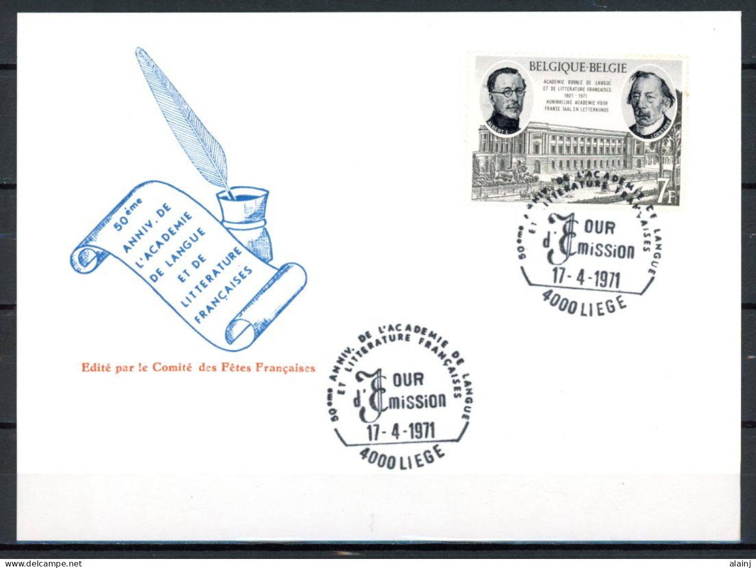 BE   1576  ---   Carte Comité Des Fêtes Françaises  /  Anniversaire Académie - Documenti Commemorativi