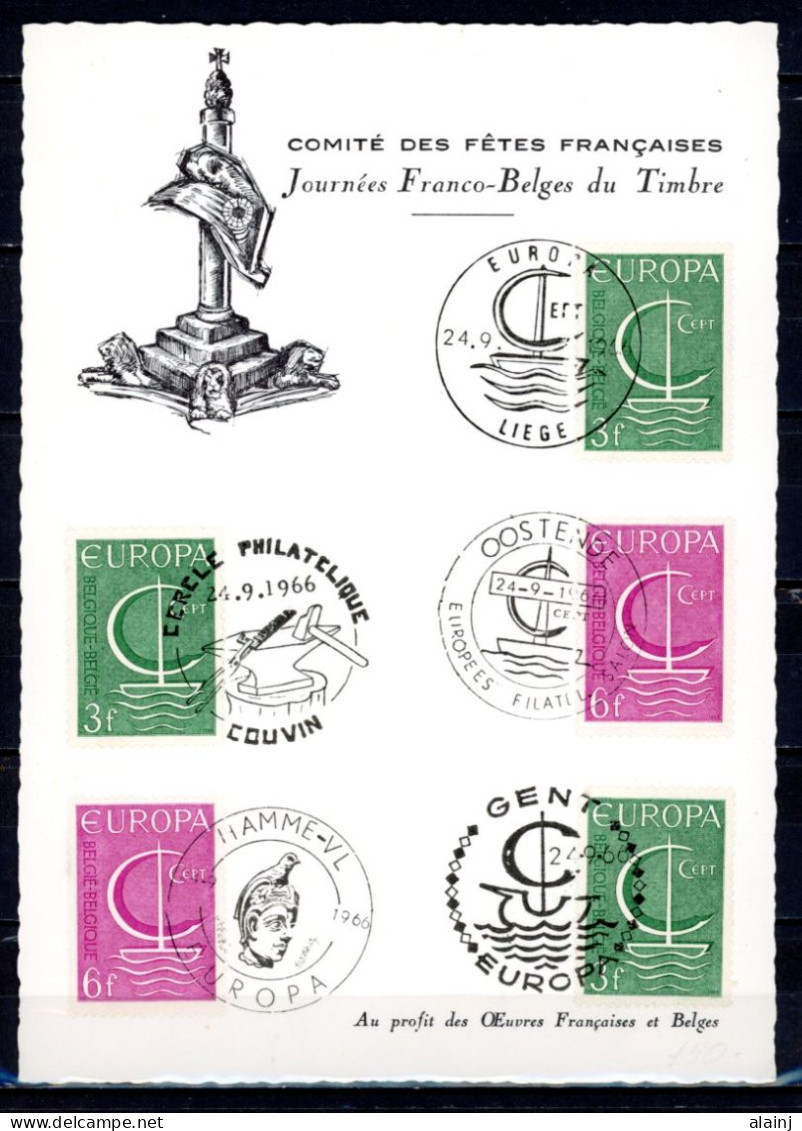 BE   1389 - 1390   ---   Comité Des Fêtes Françaises / Journée Franco-belge Du Timbre / 5 Belles Oblitérations - Commemorative Documents