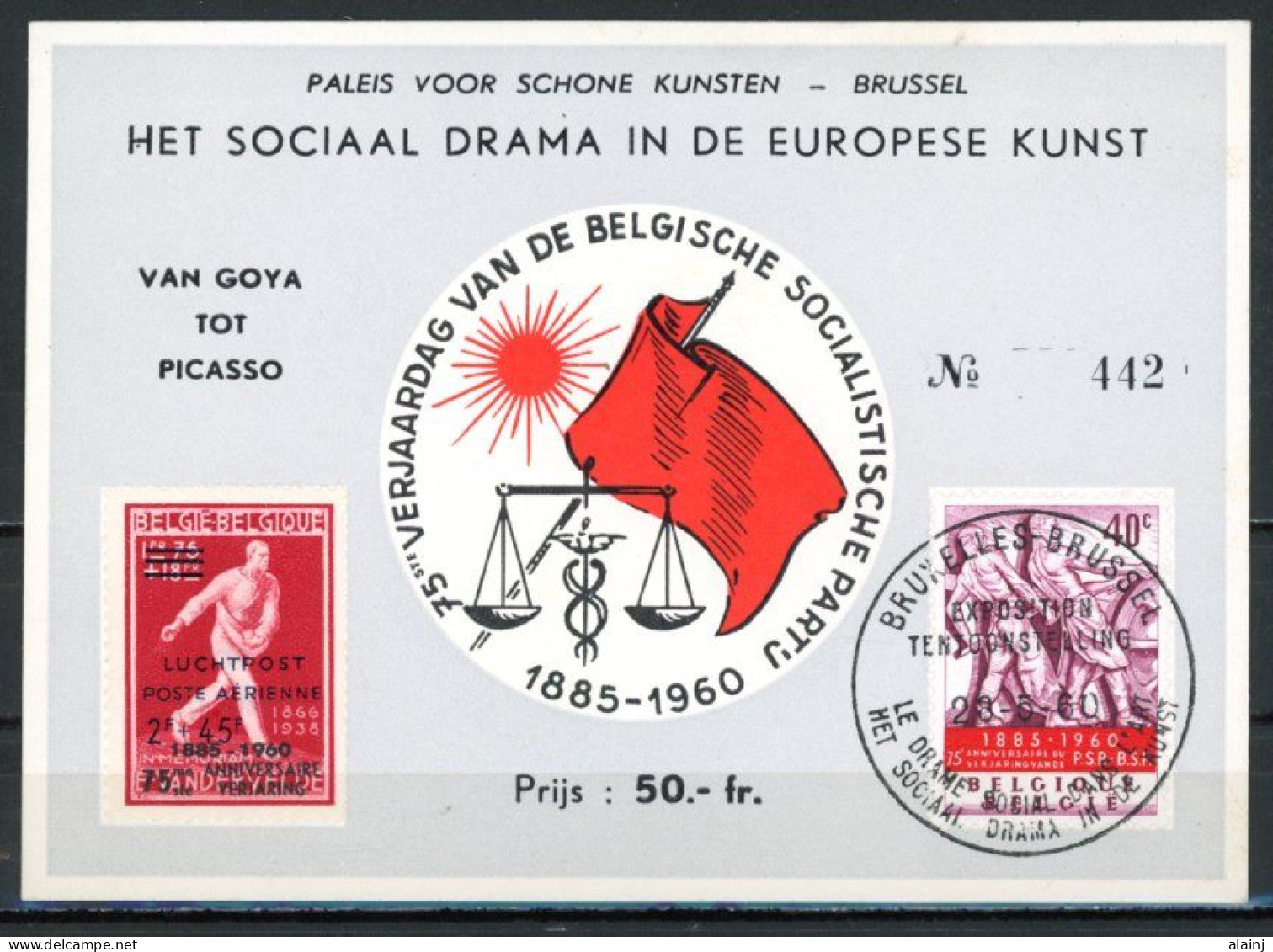 BE   PR136   ---   Carte Souvenir  Anniversaire P.S.  /  Le Drame Social Dans Ll'art Européen  - Privat- Und Lokalpost [PR & LO]