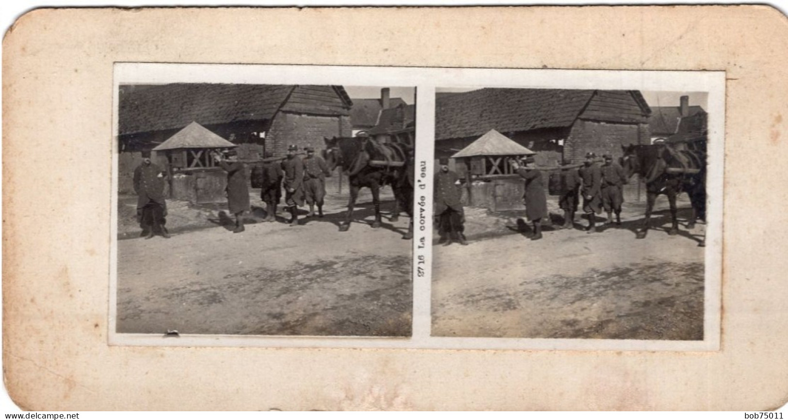 Photo Stéreoscopique , La Corvée D'eau - 1914-18