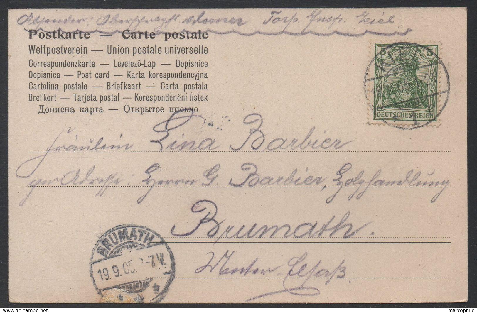 SMS "STEIN" - KAISERLICHE DEUTSCHE MARINE - KORVETTE /1905 AK GELAUFEN / 2 BILDER (ref CP1137) - Oorlog