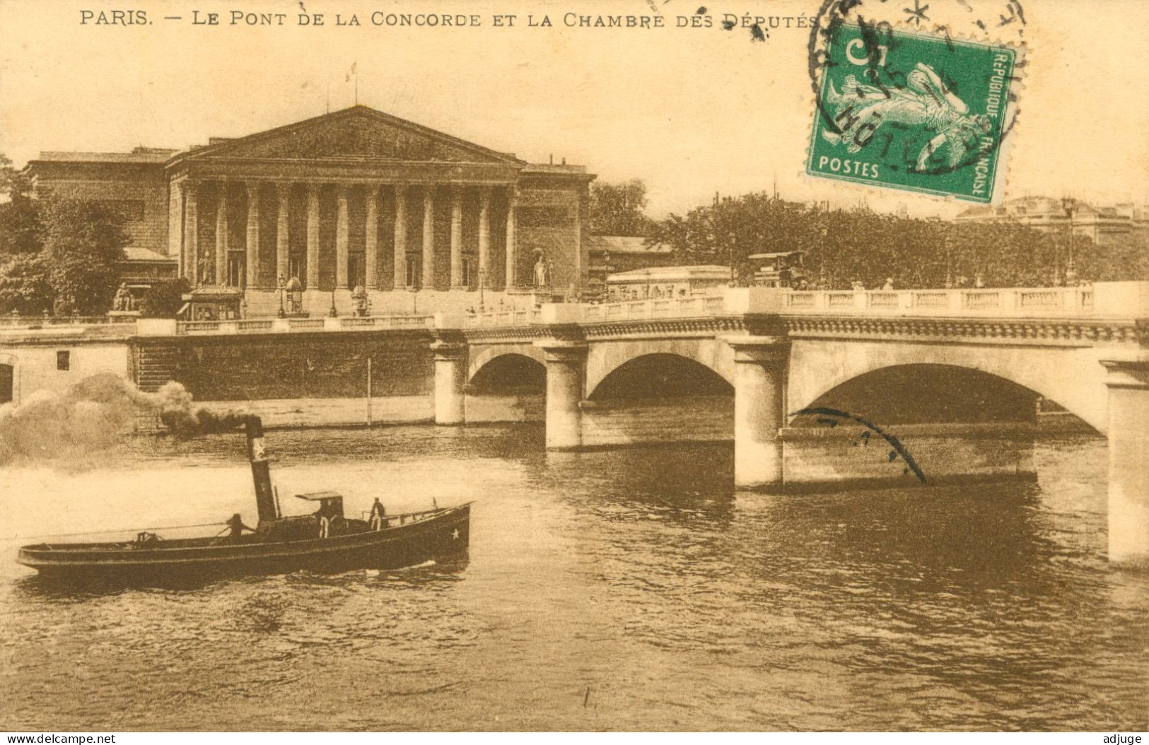 CPA-PARIS- Le Pont De La Concorde Et La Chambre Des Députés - Remorqueur Vapeur En Seine*-* - De Seine En Haar Oevers