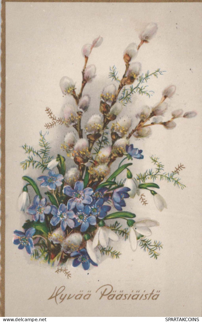 FLOWERS OSTERN Vintage Ansichtskarte Postkarte CPA #PKE150.A - Fleurs