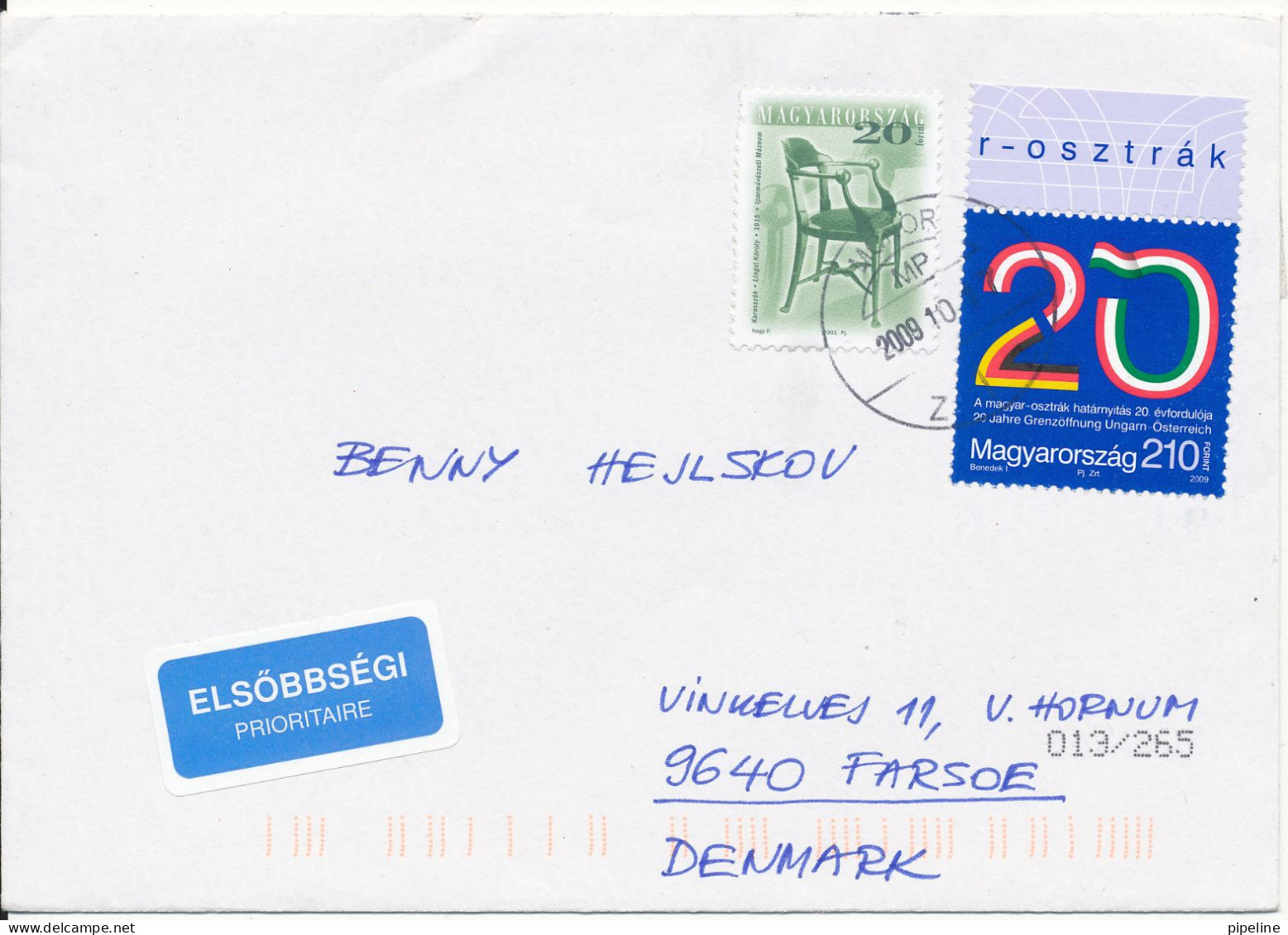 Hungary Cover Sent To Denmark 17-10-2009 - Briefe U. Dokumente