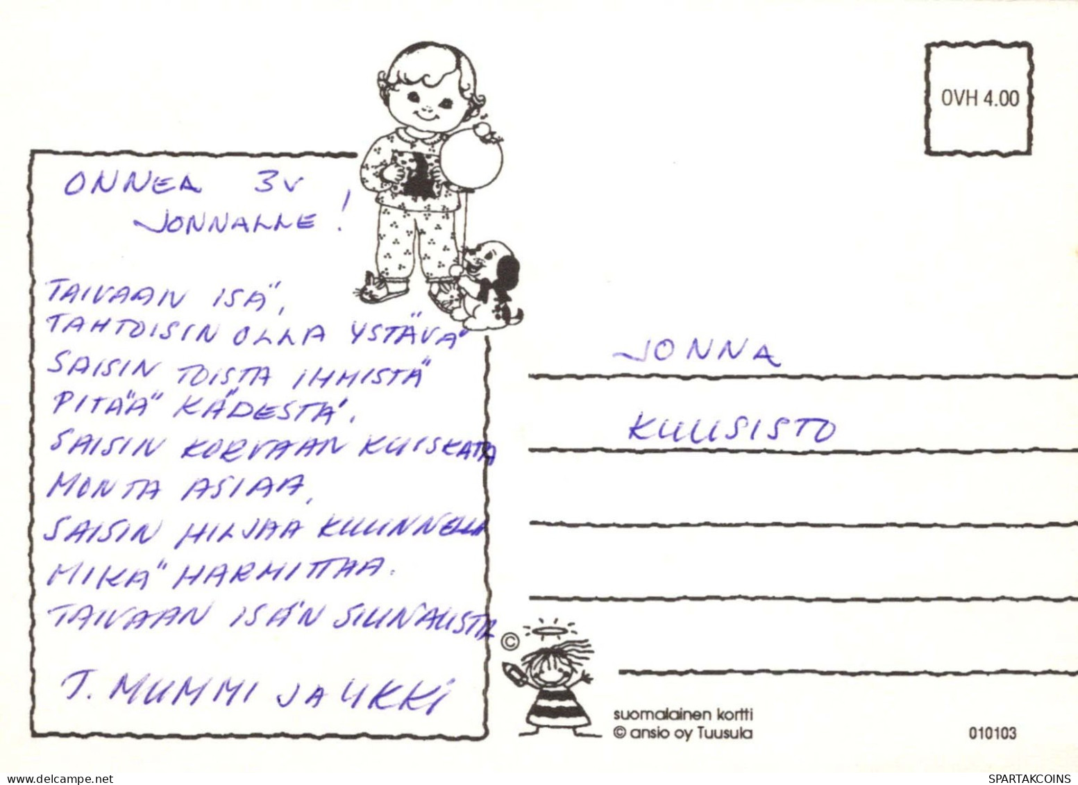 HAPPY BIRTHDAY 3 Year Old BOY Children Vintage Postcard CPSM #PBU007.A - Anniversaire