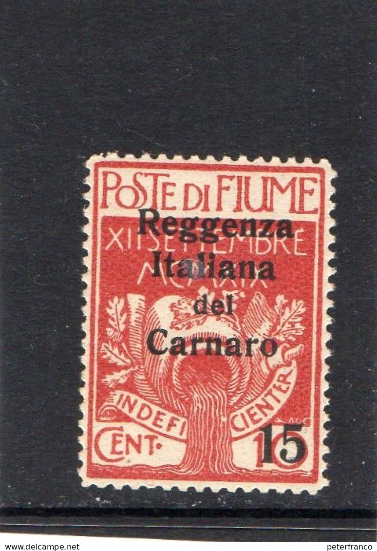 B - 1920 Fiume - Reggenza Del Carnaro - Soprastampato - Fiume
