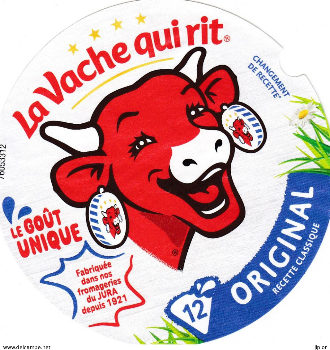 ETIQUETTE FROMAGE VACHE QUI RIT - ORIGINAL - LE GOUT UNIQUE - 12 PORTIONS - NUM 760 53312 - Formaggio