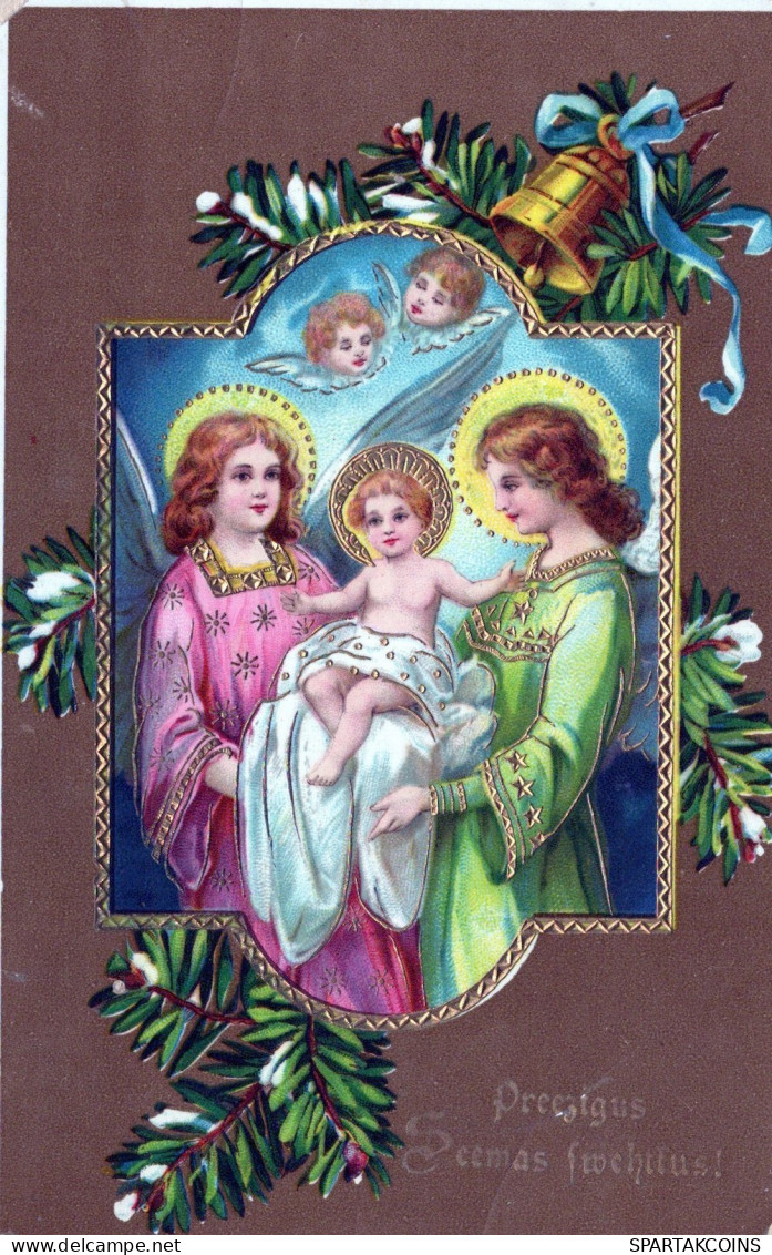 ENGEL WEIHNACHTSFERIEN Vintage Antike Alte Ansichtskarte Postkarte CPA #PAG702.A - Anges