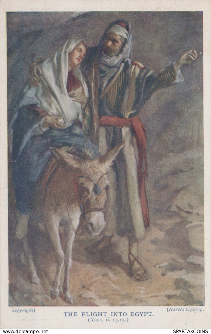 BURRO Animales Religión Vintage Antiguo CPA Tarjeta Postal #PAA183.A - Donkeys