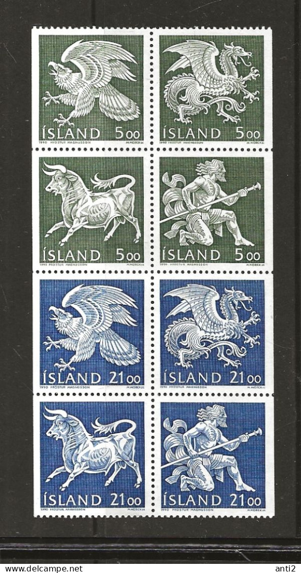 Iceland 1990 Figures From The Icelandic Coat Of Arms  Mi  714 - 721 From Booklet MH 3 MNH(**) - Neufs