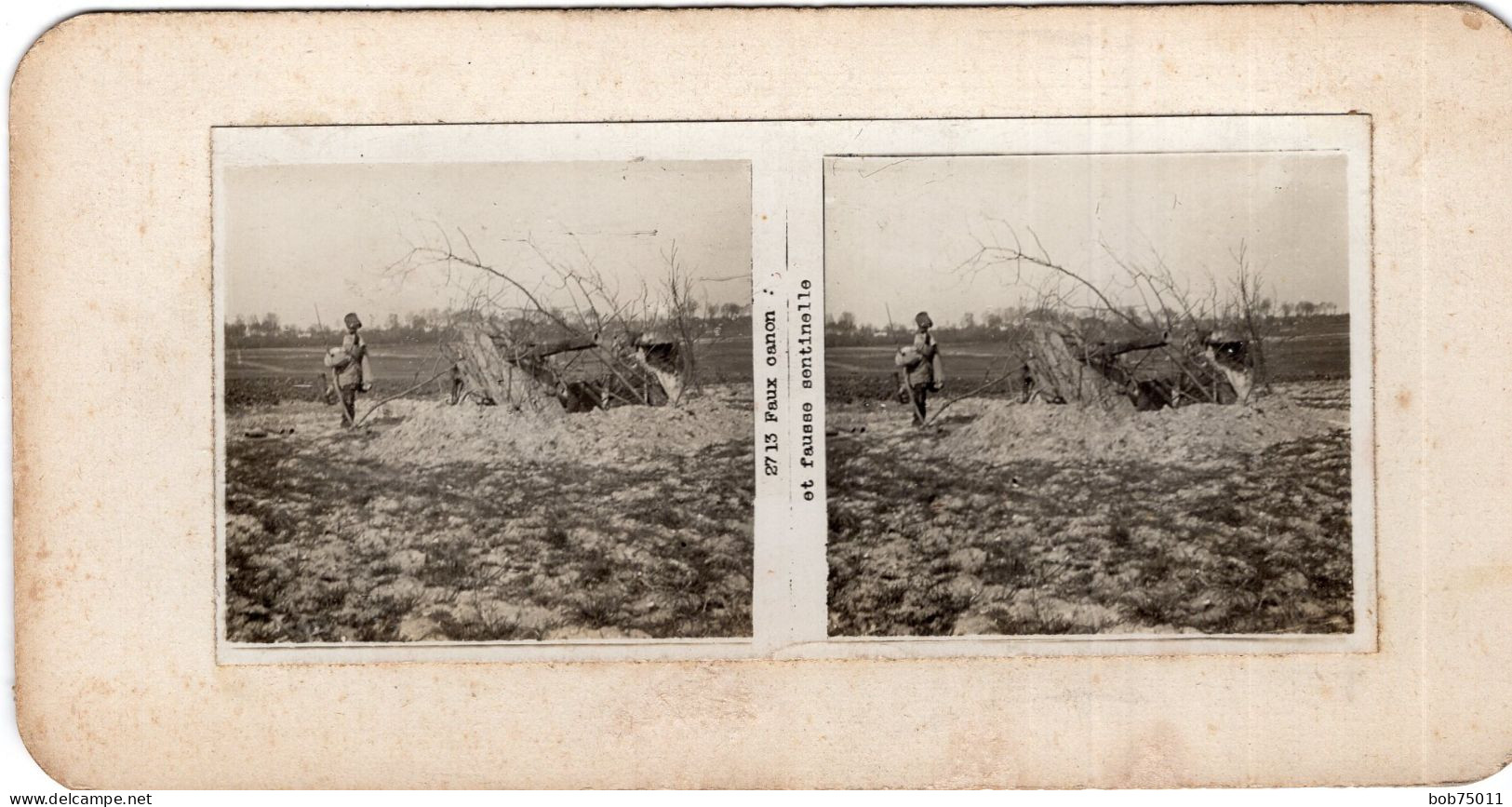 Photo Stéreoscopique , Faux Canon Et Fausse Sentinelle - 1914-18