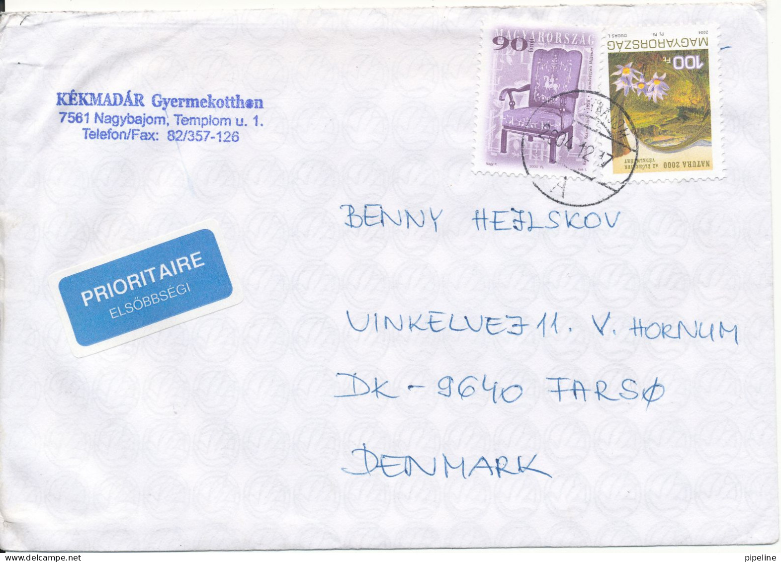 Hungary Cover Sent To Denmark Nagybajom 17-12-2004 - Covers & Documents