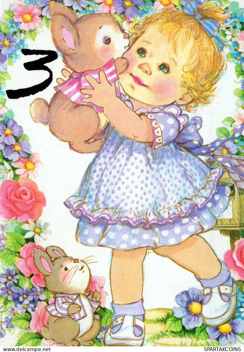 HAPPY BIRTHDAY 3 Year Old GIRL CHILDREN Vintage Postal CPSM #PBT892.GB - Anniversaire