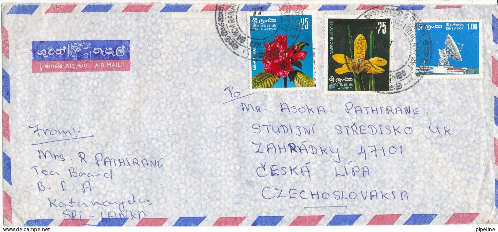 Sri Lanka Air Mail Cover Sent To Czechoslovakia 25-1-1977 With Nice Topic Stamps - Sri Lanka (Ceilán) (1948-...)