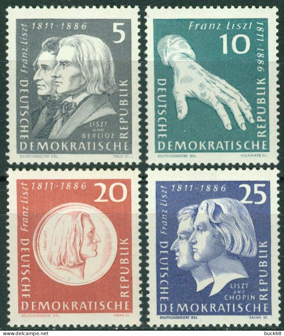 DDR RDA ALLEMAGNE DEMOCRATIQUE  570 571 572 573  ** MNH Compositeur Musicien Pianiste Franz LISZT + BERLIOZ CHOPIN 1961 - Unused Stamps