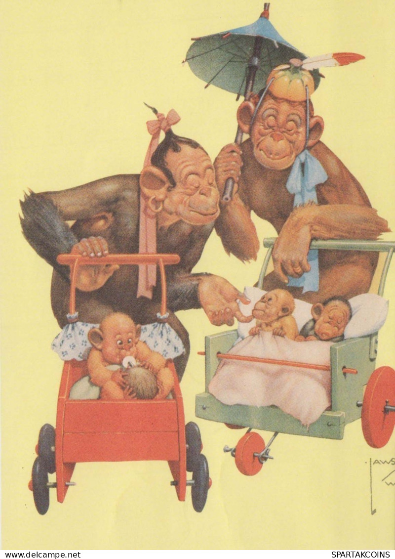 MONO Vintage Tarjeta Postal CPSMPF #PKG943.ES - Monkeys