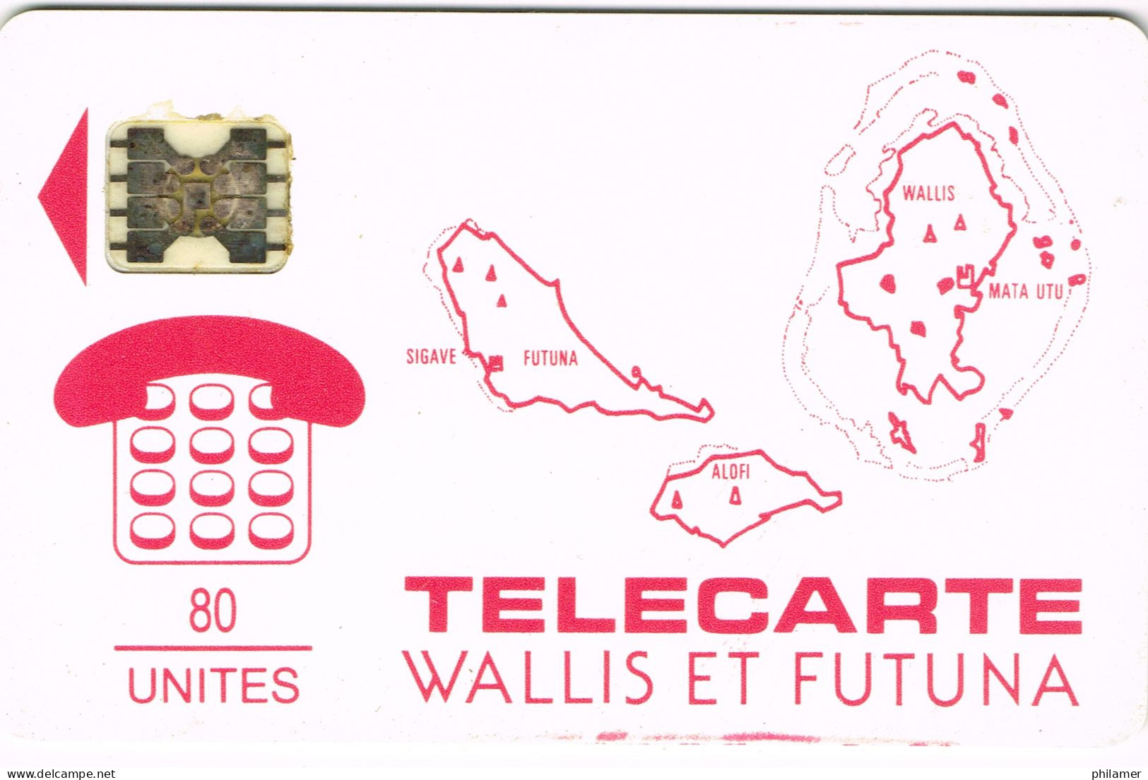 Wallis Futuna Uvea Mo Futuna Telecarte Phonecard WF2 CARTE DES ILES ALOFI MATA UTU UT  B - Polinesia Francesa