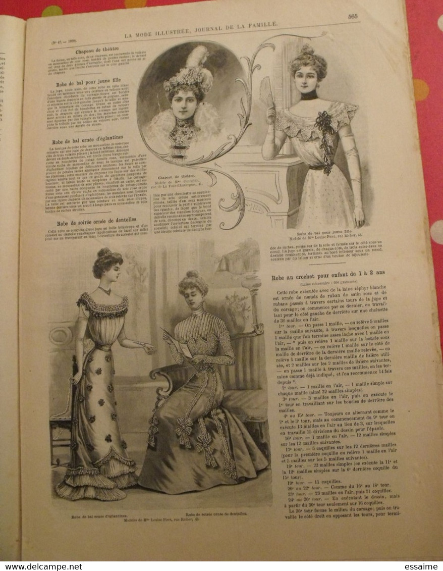 5 Revues La Mode Illustrée, Journal De La Famille.  N° 38,39,40,41,47 De 1899. Couverture En Couleur. Jolies Gravures - Mode