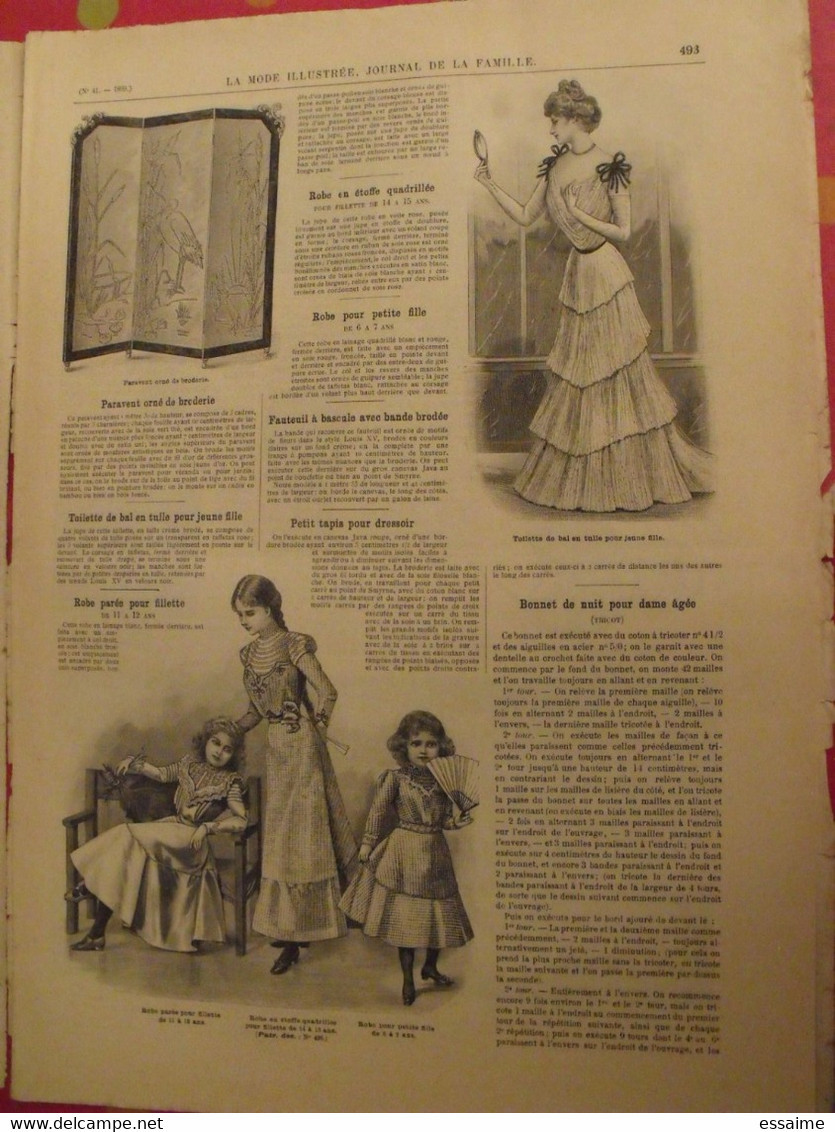 5 revues la mode illustrée, journal de la famille.  n° 38,39,40,41,47 de 1899. couverture en couleur. jolies gravures