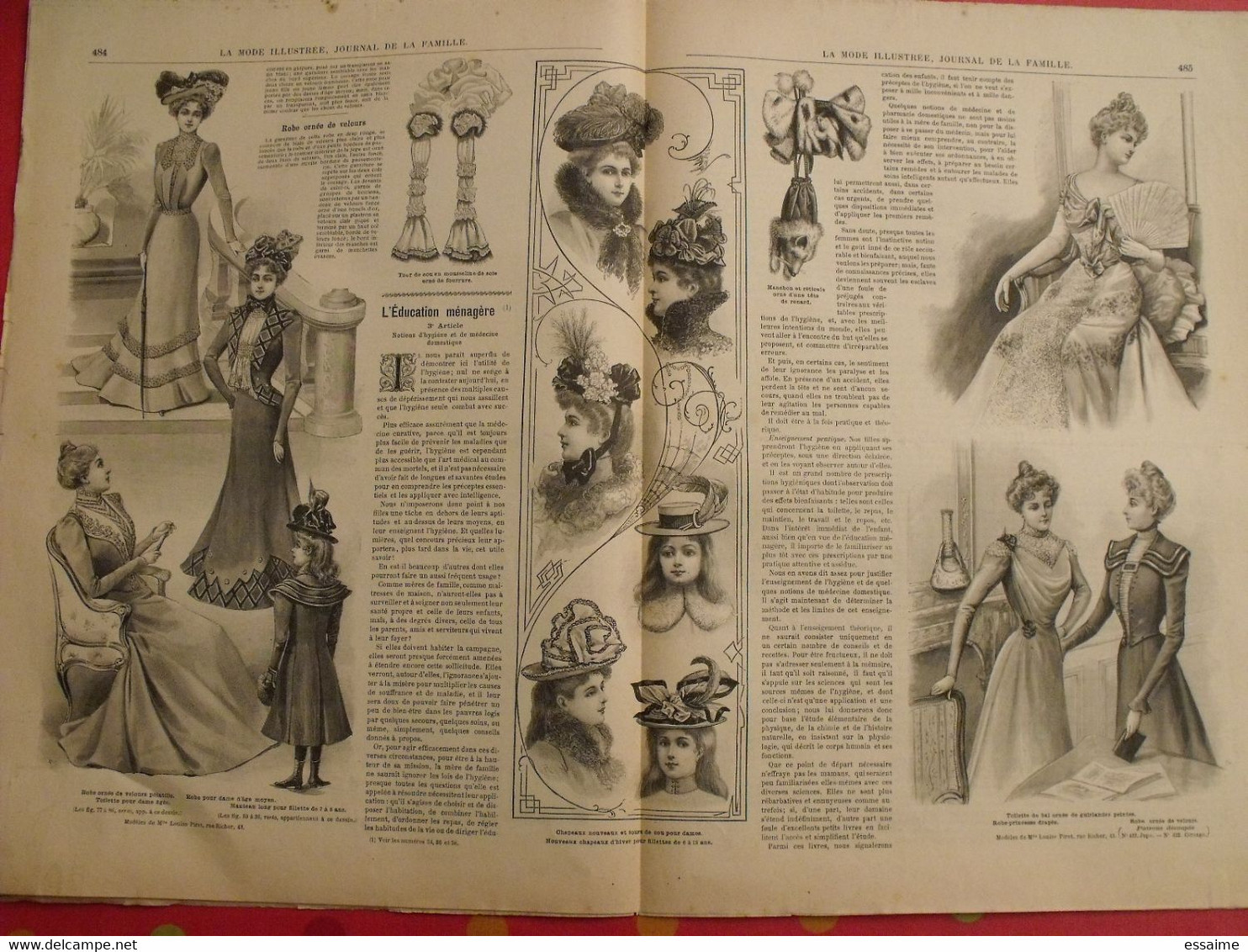 5 revues la mode illustrée, journal de la famille.  n° 38,39,40,41,47 de 1899. couverture en couleur. jolies gravures