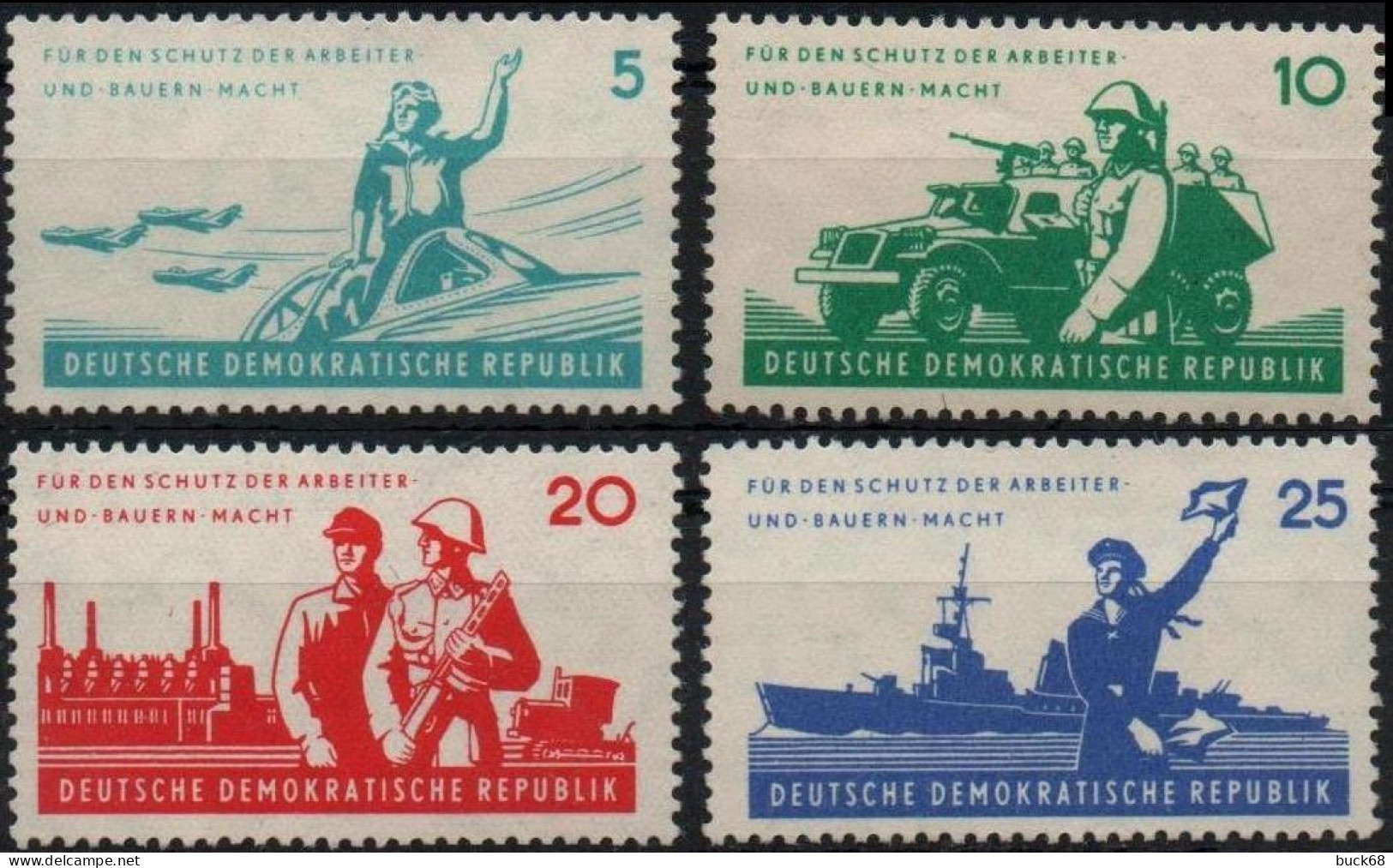 DDR RDA ALLEMAGNE DEMOCRATIQUE  589 à 592 ** MNH Militaria Avion Pilote MIG - Militaria