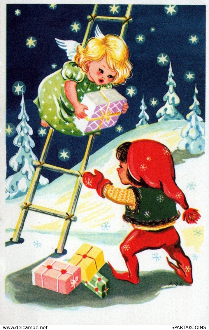 ANGELO Buon Anno Natale Vintage Cartolina CPSMPF #PAG785.IT - Engel