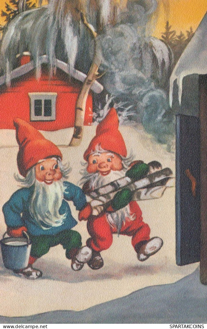 Neujahr Weihnachten GNOME Vintage Ansichtskarte Postkarte CPSMPF #PKD446.DE - New Year