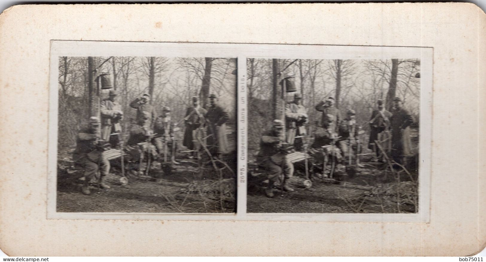 Photo Stéreoscopique , Campement Dans Un Bois - 1914-18