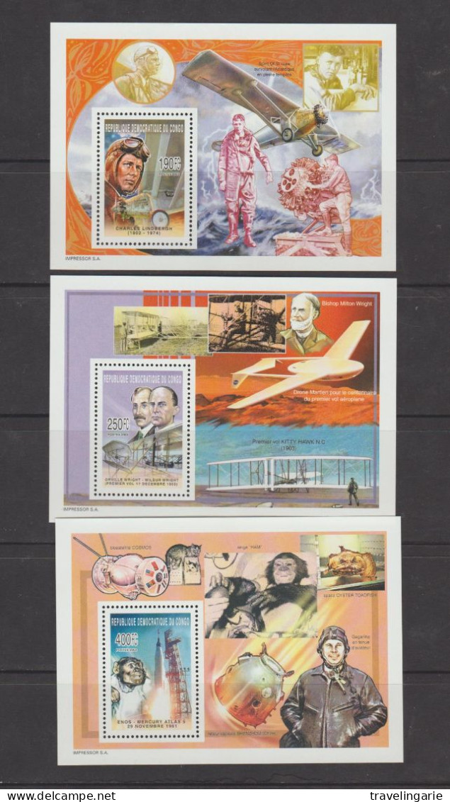 Democratic Republic Of Congo 2003 Space & Aerospace 3 S/S MNH ** - Nuovi