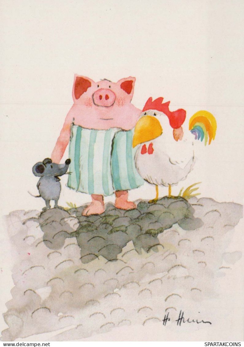 MAIALE Animale Vintage Cartolina CPSM #PBR776.IT - Schweine