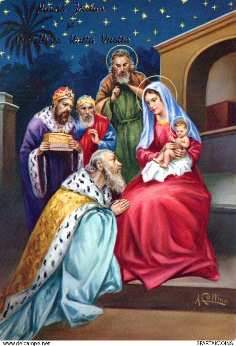 Vergine Maria Madonna Gesù Bambino Natale Religione Vintage Cartolina CPSM #PBB805.IT - Jungfräuliche Marie Und Madona