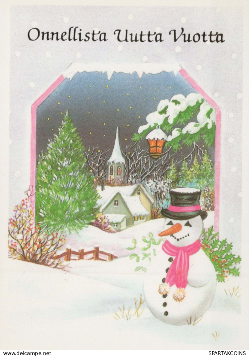 Buon Anno Natale PUPAZZO Vintage Cartolina CPSM #PAU098.IT - Anno Nuovo