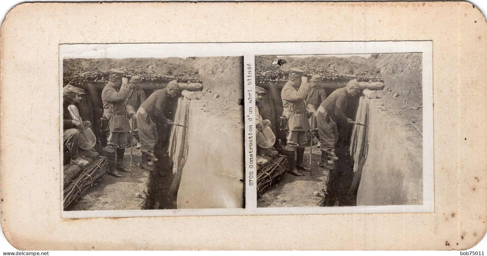 Photo Stéreoscopique , Construction D'un Abri Blindé - 1914-18