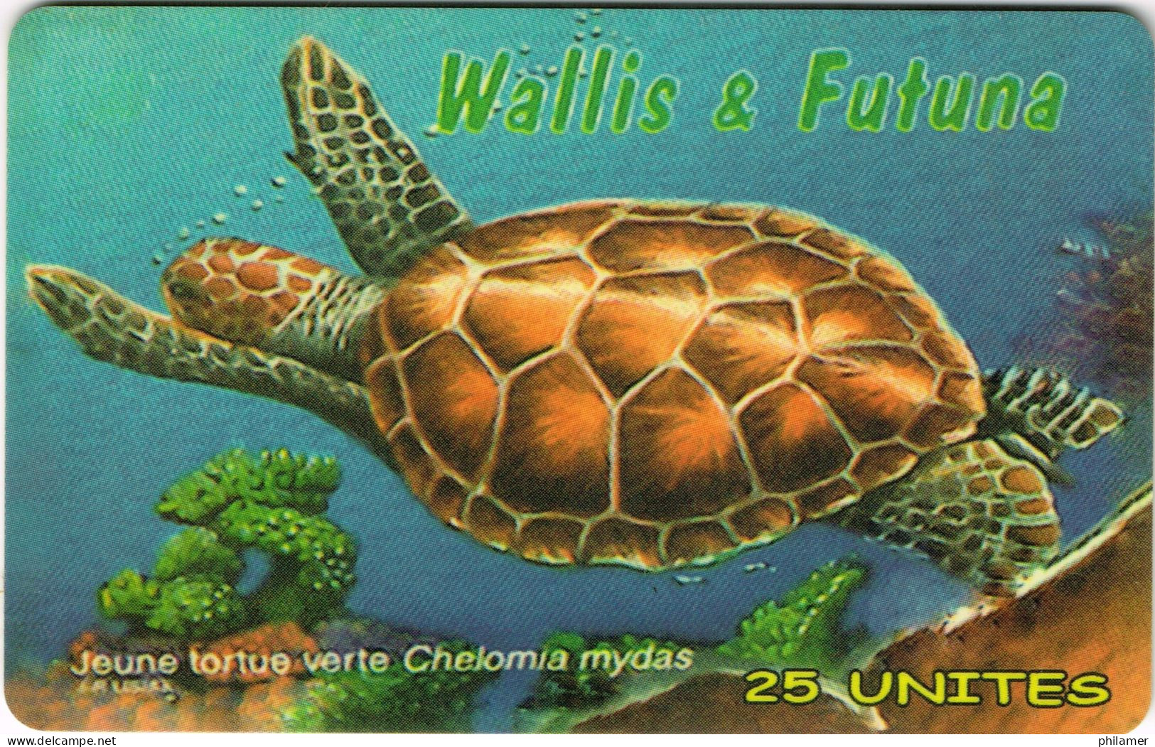 Wallis Futuna Uvea Mo Futuna Telecarte Phonecard WF TURTLE TORTUE VERTE CHELONIA MYDAS  UT  DOS LEGERS IMPACTS - Polinesia Francesa