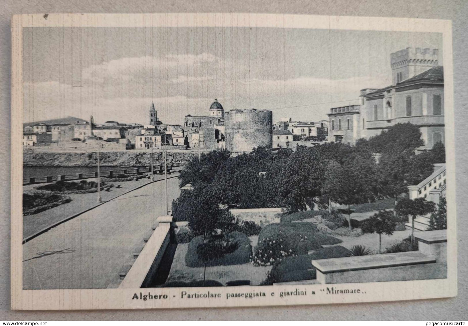 BF014 ALGHERO PARTICOLARE PASSEGGIATA E GIARDINI MIRAMARE SASSARI - 1943 - Altri & Non Classificati