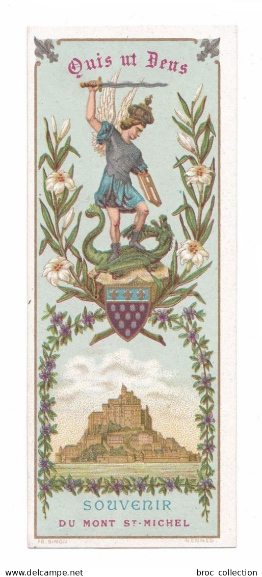 Souvenir Du Mont Saint-Michel, Promesses De Saint Michel, Saint Michel Terrassant Le Dragon Et Lys, éd. Fr. Simon - Images Religieuses