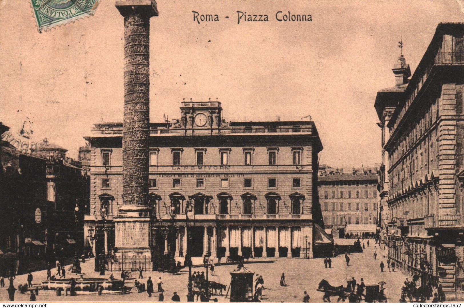 ROME, LAZIO, PLACE, COLUMN, ARCHITECTURE, CARRIAGE, HORSE, ITALY, POSTCARD - Places & Squares