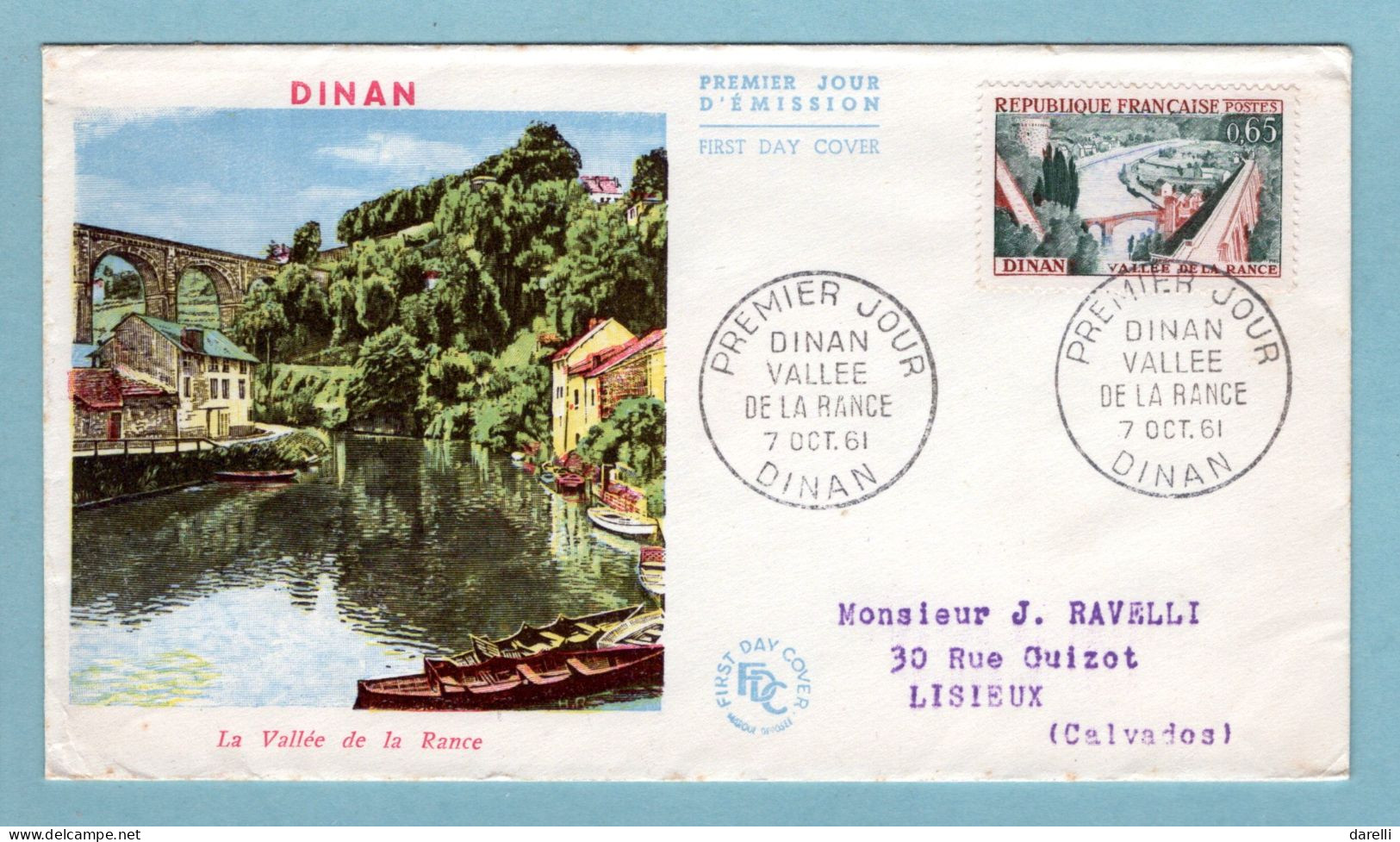 FDC France 1961 - Dinan - Vallée De La Rance - YT 1315 - 22 Dinan - 1960-1969