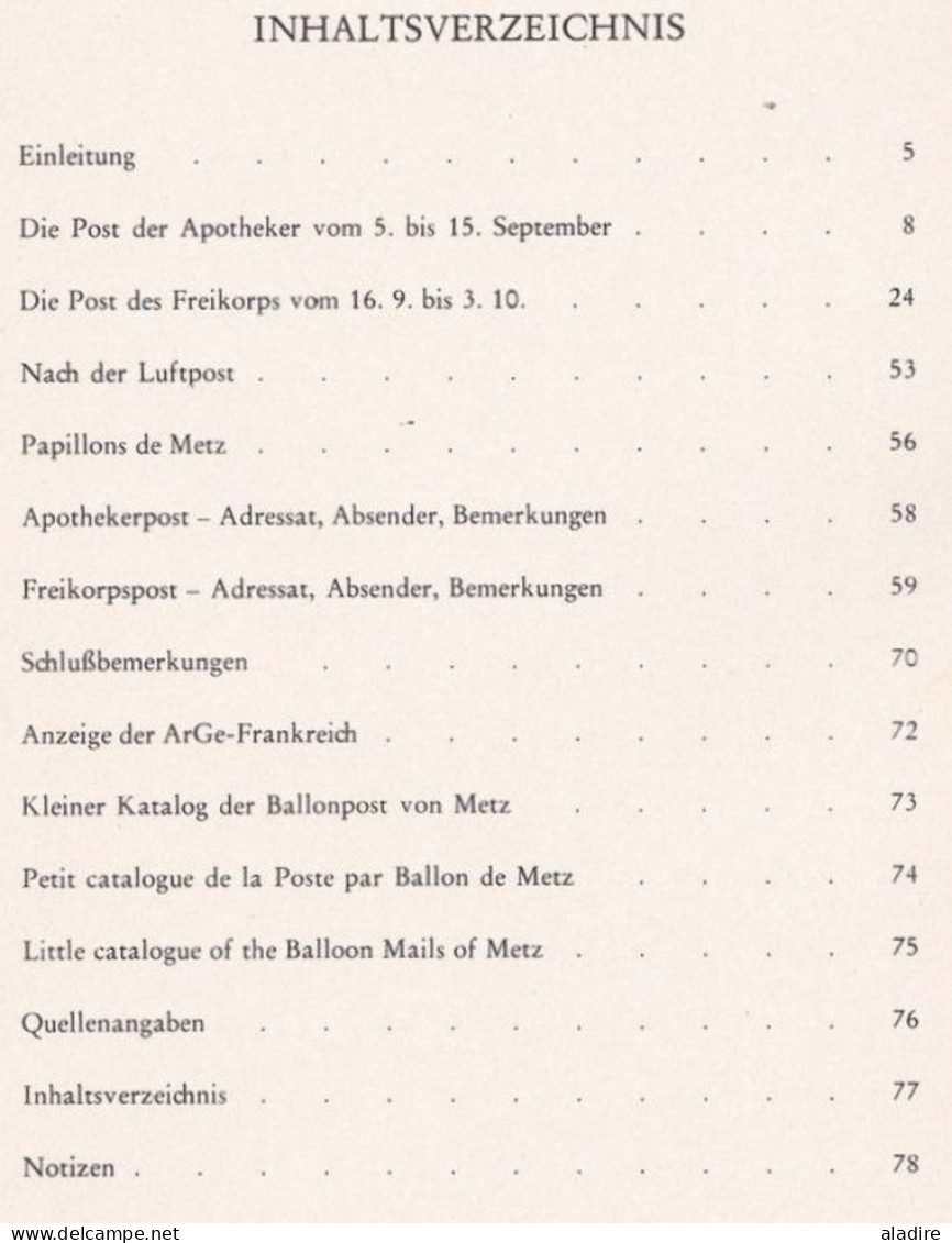 1976 - Ernst M. COHN - Die " PAPILLONS" Von Metz / Die Beiden Ballonposten Von Metz - 80 Seiten - Ballons Montés De Metz - Air Mail And Aviation History